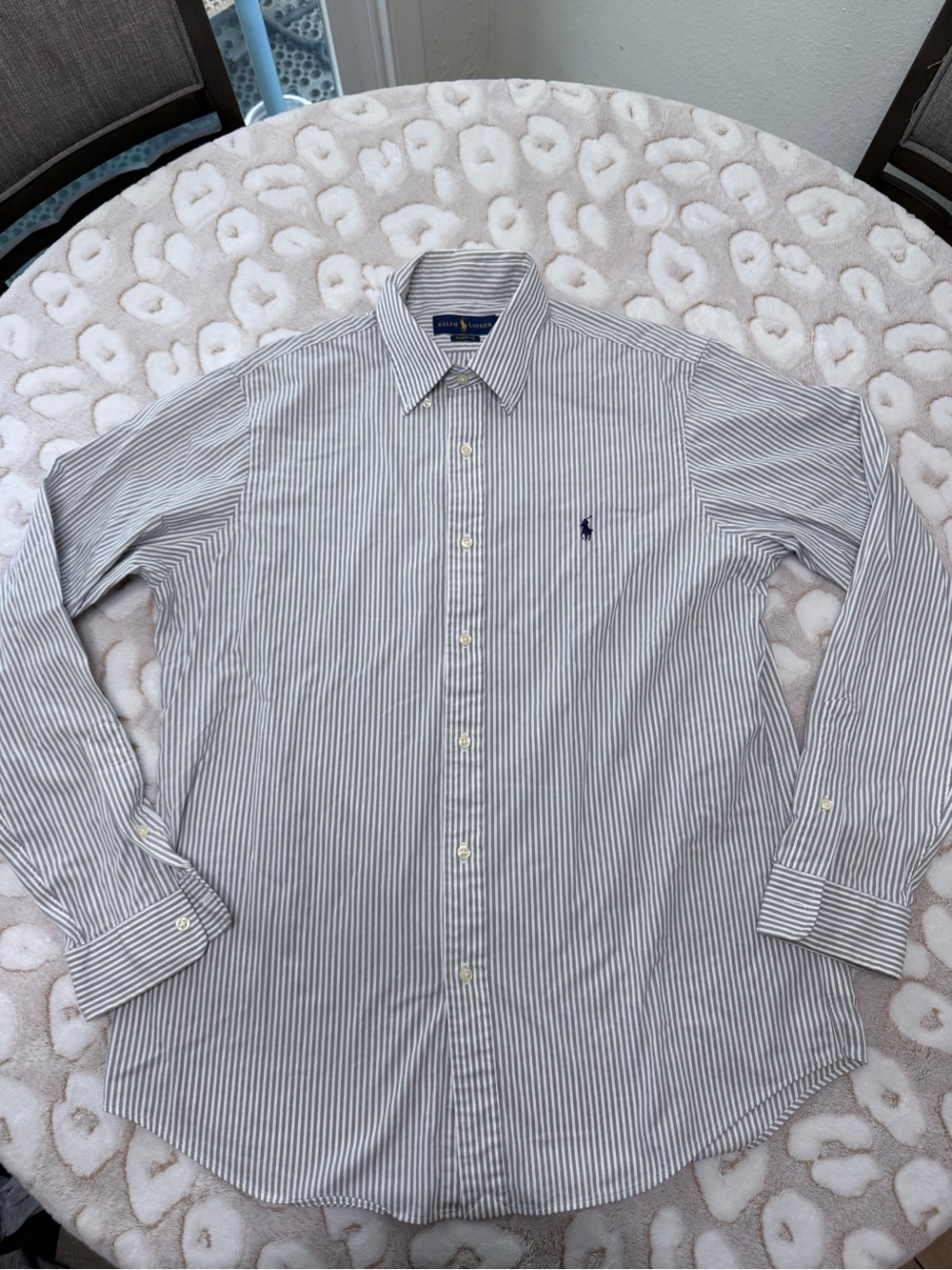 Ralph Lauren Men's Blue & White Striped Dress Shirt
